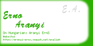 erno aranyi business card