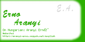 erno aranyi business card
